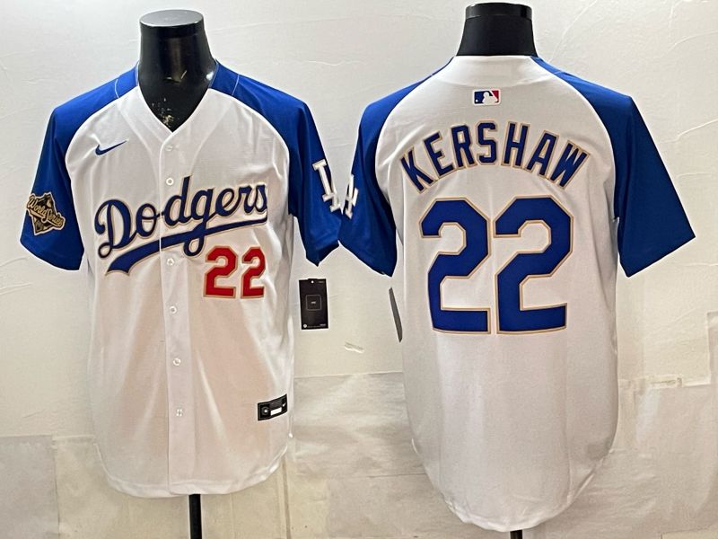 Men Los Angeles Dodgers #22 Kershaw White blue Game 2026 Nike MLB Jersey style 0064->los angeles dodgers->MLB Jersey